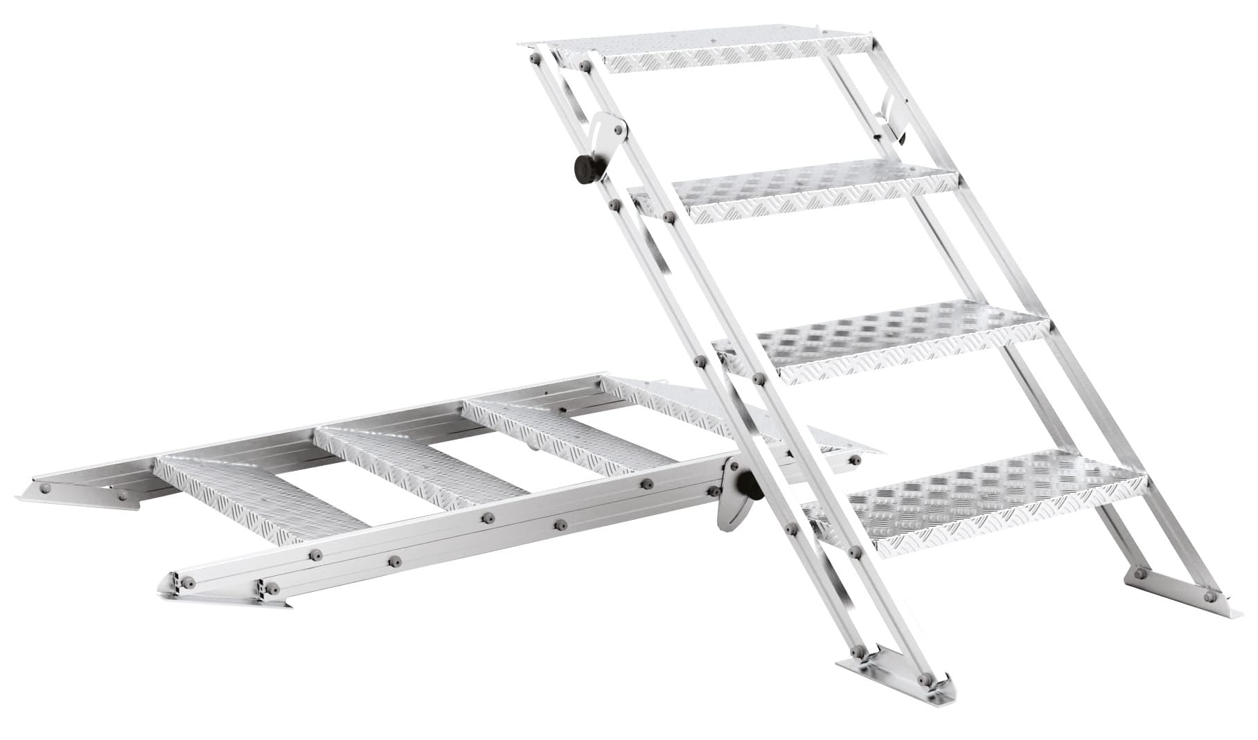Echelle réglable 4 marches 250 kg - hauteur de 370 à 855 mm et largeur de 730 mm