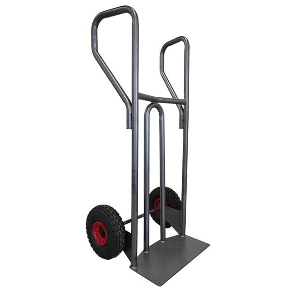 Diable acier tablier incurvé poignée fermée 400 kg roues gonflables