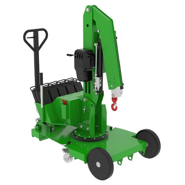 Grue d’atelier porte-à-faux manuelle 400 kg, mât rotatif 360° et bras électrique