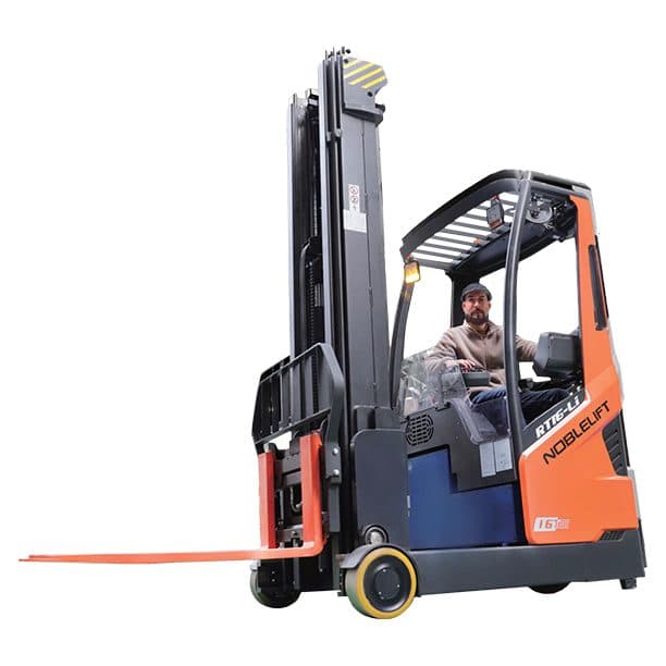 Chariot à mât rétractable 1600 kg élévation 4500 mm batterie lithium 48V / 350Ah, chargeur 200Ah, TDL intégré